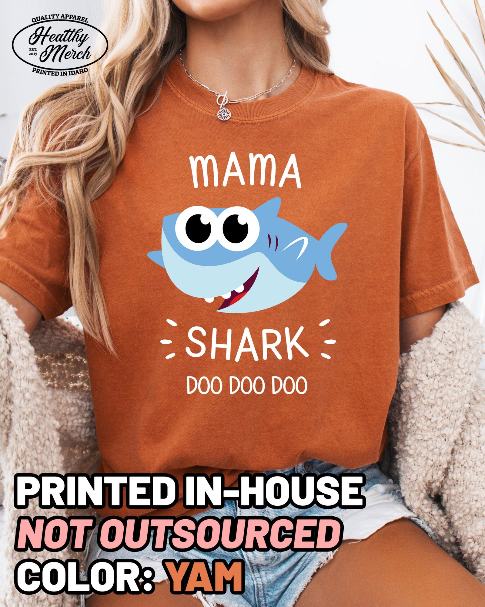 Mama Shark Shirt Comfort Colors Mom Tee - Image 5