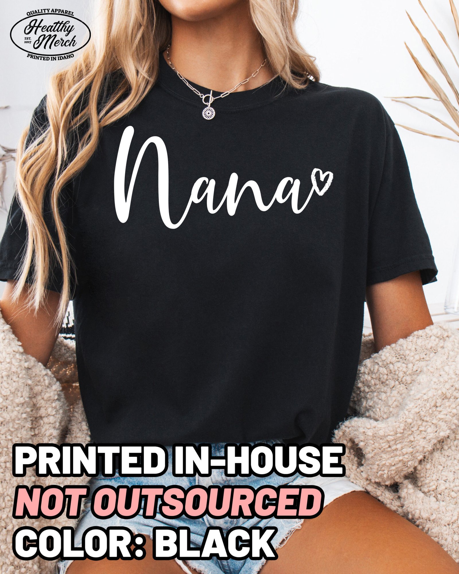 Nana Script Shirt Comfort Colors Grandma Tee - Image 6