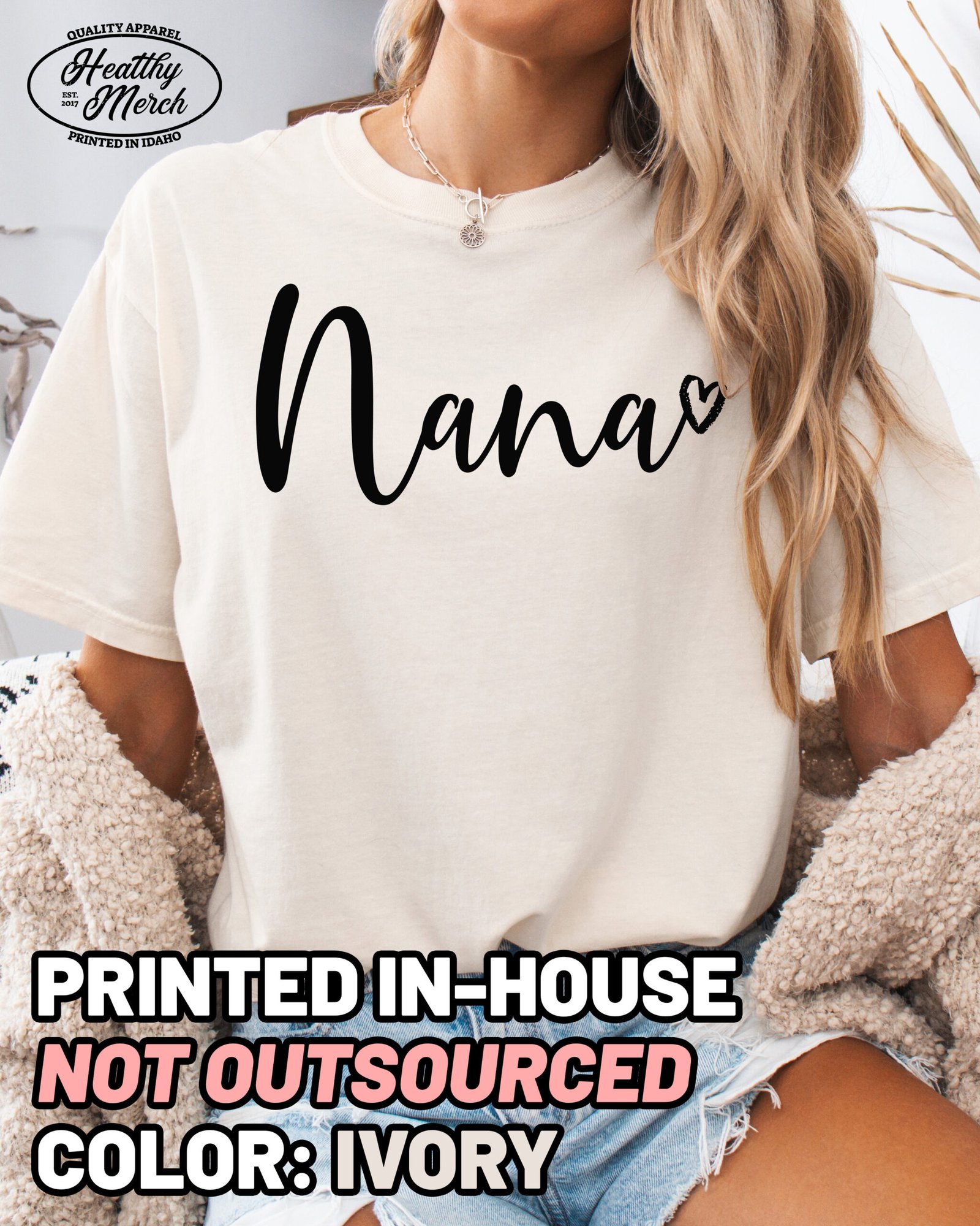 Nana Script Shirt Comfort Colors Grandma Tee - Image 5
