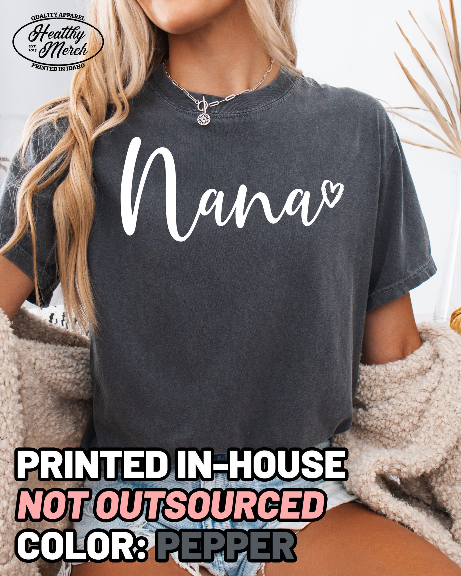 Nana Script Shirt Comfort Colors Grandma Tee - Image 4