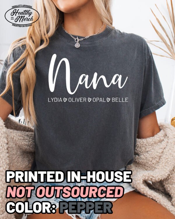 Personalized Nana Shirt Comfort Colors Custom Grandma Tee