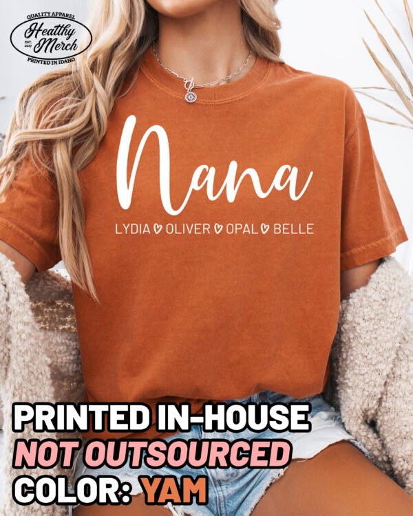 Personalized Nana Shirt Comfort Colors Custom Grandma Tee