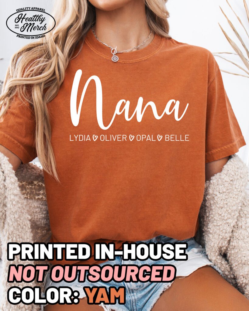 Personalized Nana Shirt Comfort Colors Custom Grandma Tee