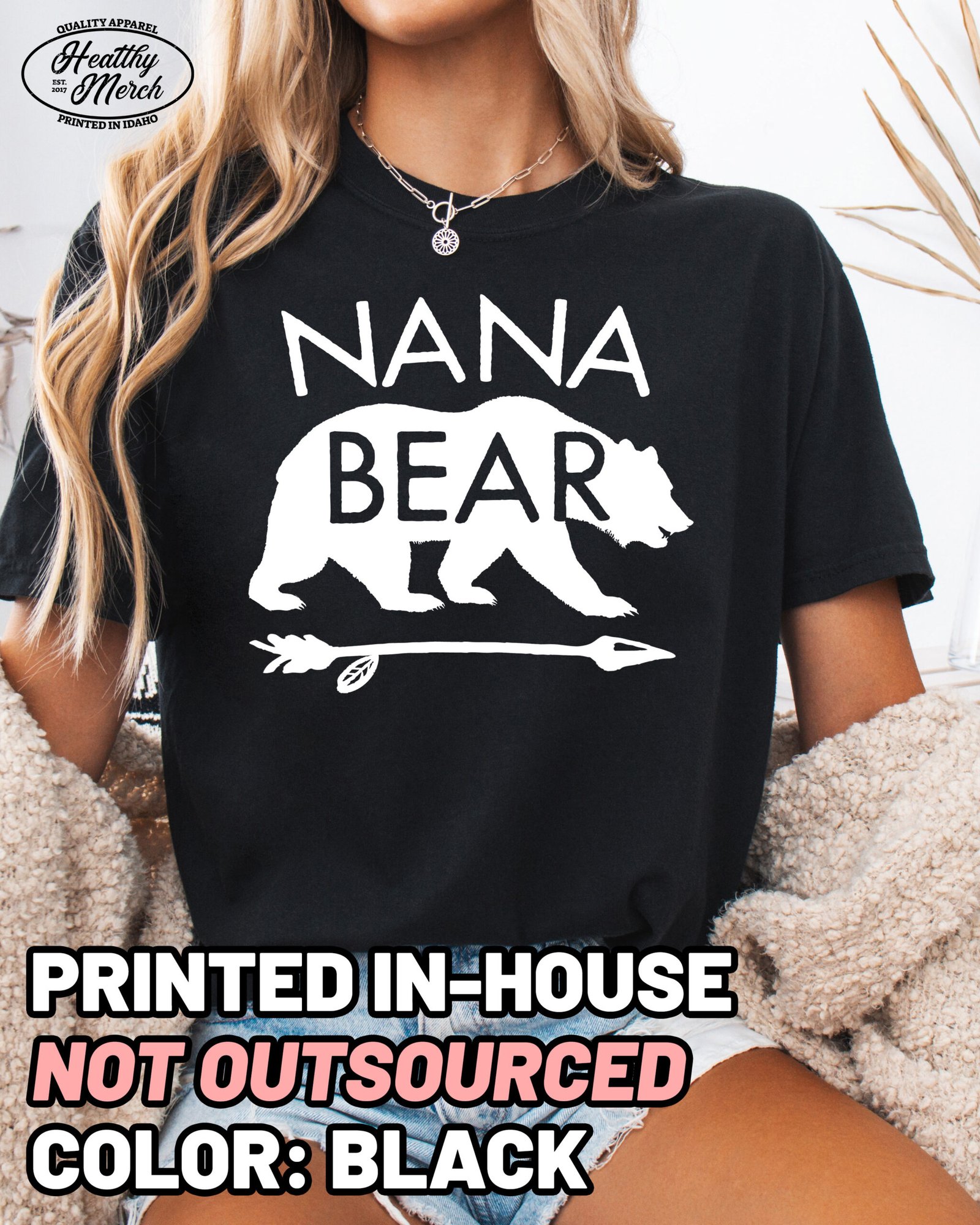 Nana Bear Shirt Comfort Colors Grandma Tee - Image 9