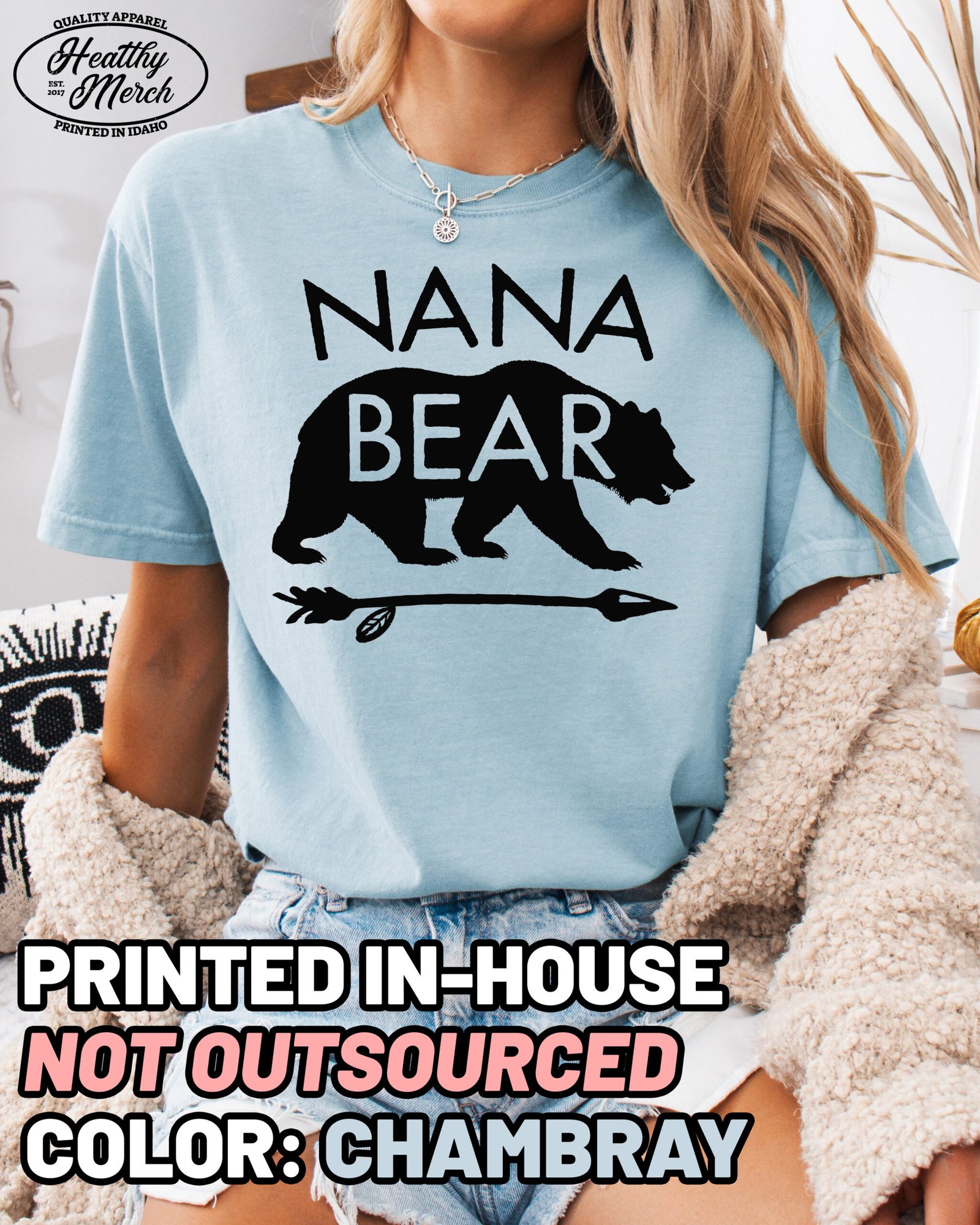 Nana Bear Shirt Comfort Colors Grandma Tee - Image 3