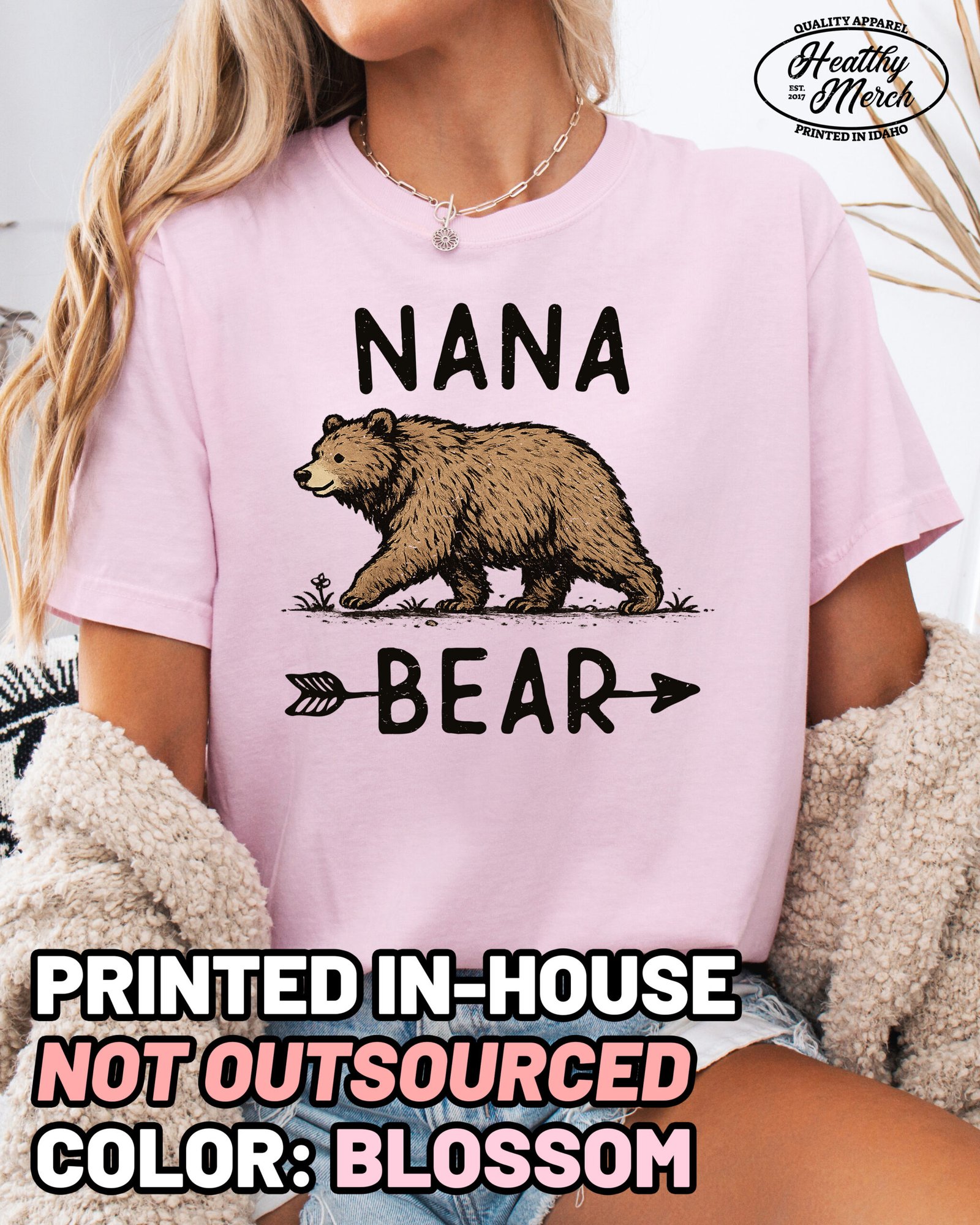 Nana Bear Graphic Shirt Comfort Colors Grandma Tee - Image 9
