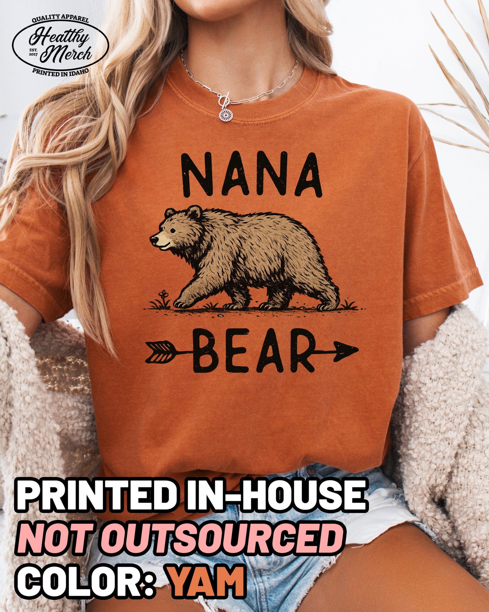 Nana Bear Graphic Shirt Comfort Colors Grandma Tee - Image 11