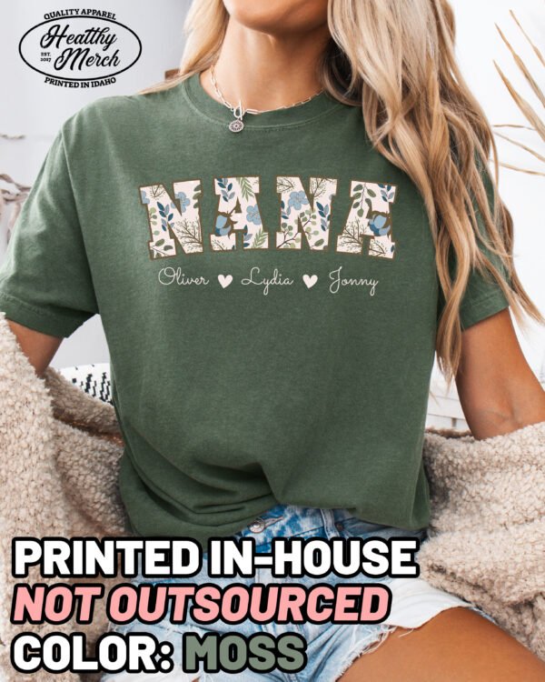 Personalized Floral Nana Shirt Comfort Colors Custom Grandma Tee