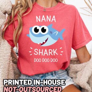 Nana Shark Shirt Comfort Colors Grandma Tee - Image 11
