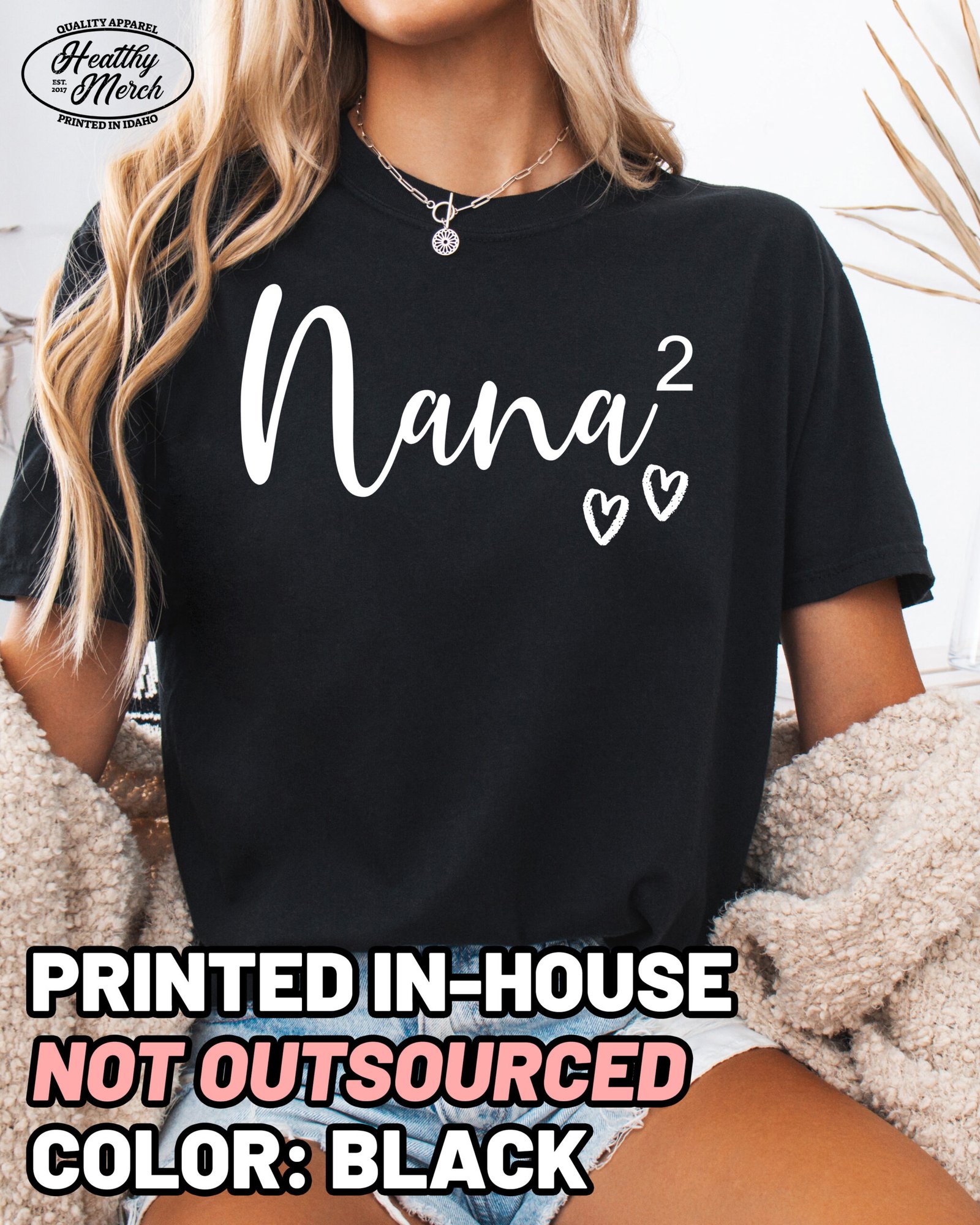 Custom Nana Squared Shirt Comfort Colors Personalized Grandma Tee - Image 6