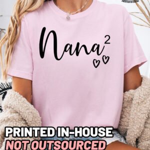 Custom Nana Squared Shirt Comfort Colors Personalized Grandma Tee - Image 9