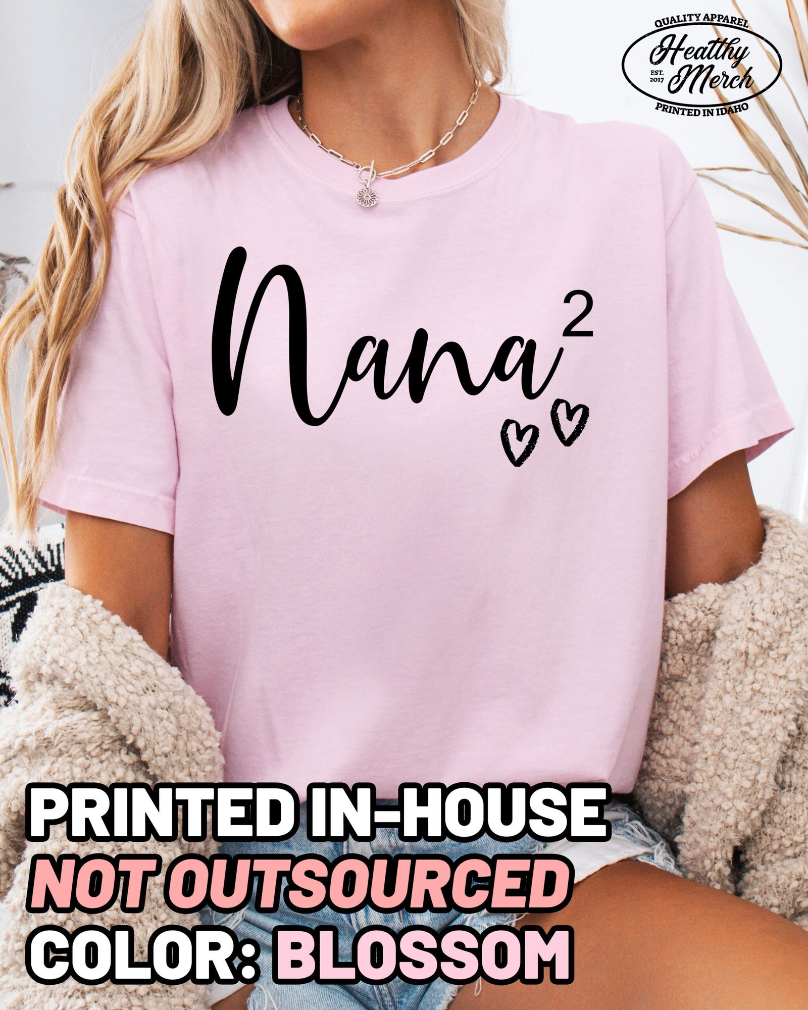 Custom Nana Squared Shirt Comfort Colors Personalized Grandma Tee - Image 9