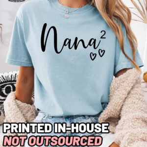 Custom Nana Squared Shirt Comfort Colors Personalized Grandma Tee - Image 8