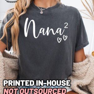 Custom Nana Squared Shirt Comfort Colors Personalized Grandma Tee - Image 7