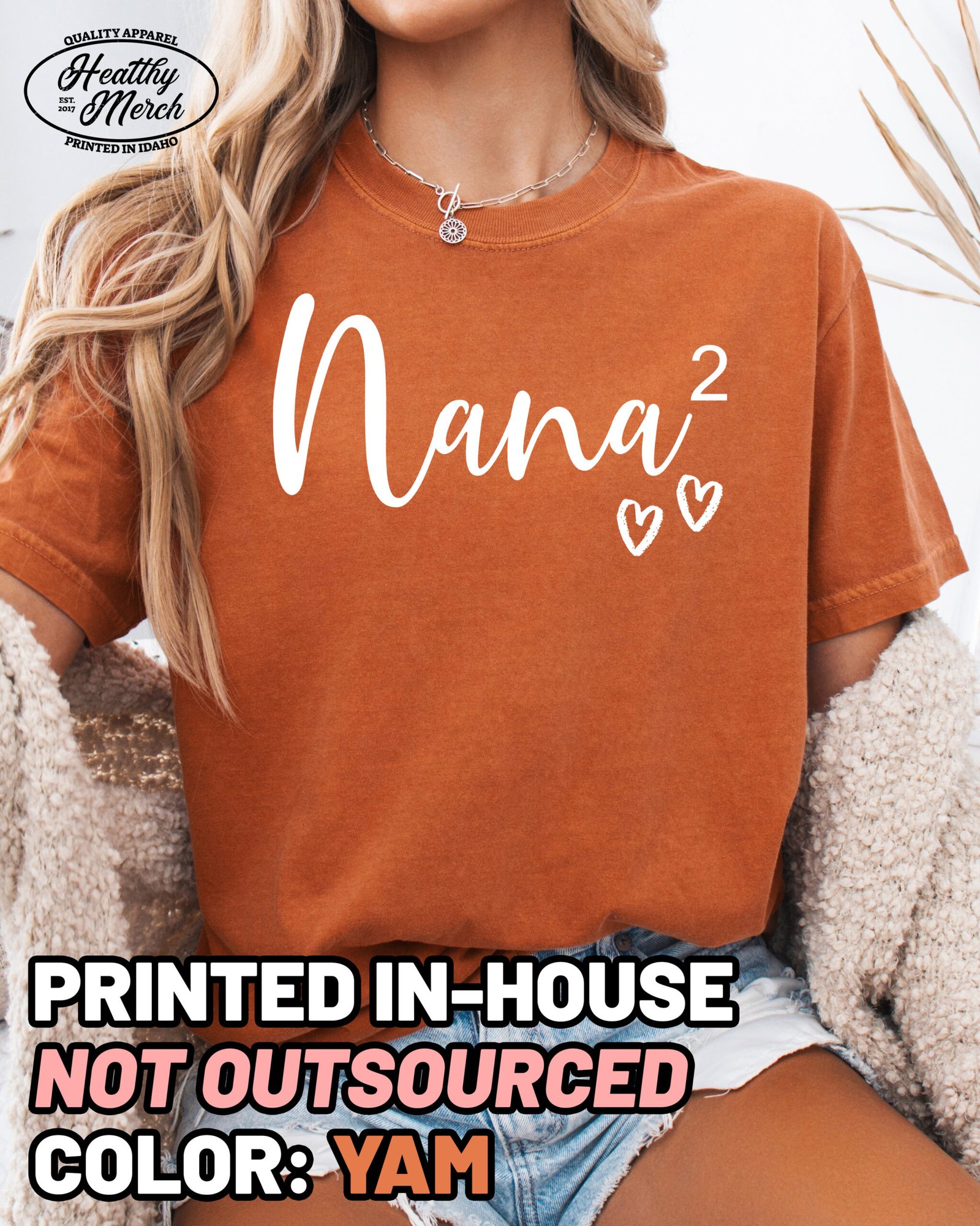 Custom Nana Squared Shirt Comfort Colors Personalized Grandma Tee - Image 10
