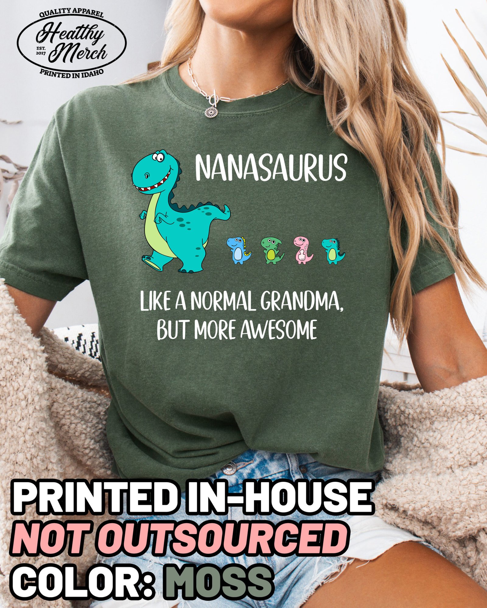 Custom Nanasaurus Followers Shirt Comfort Colors Nana Grandma Tee - Image 6