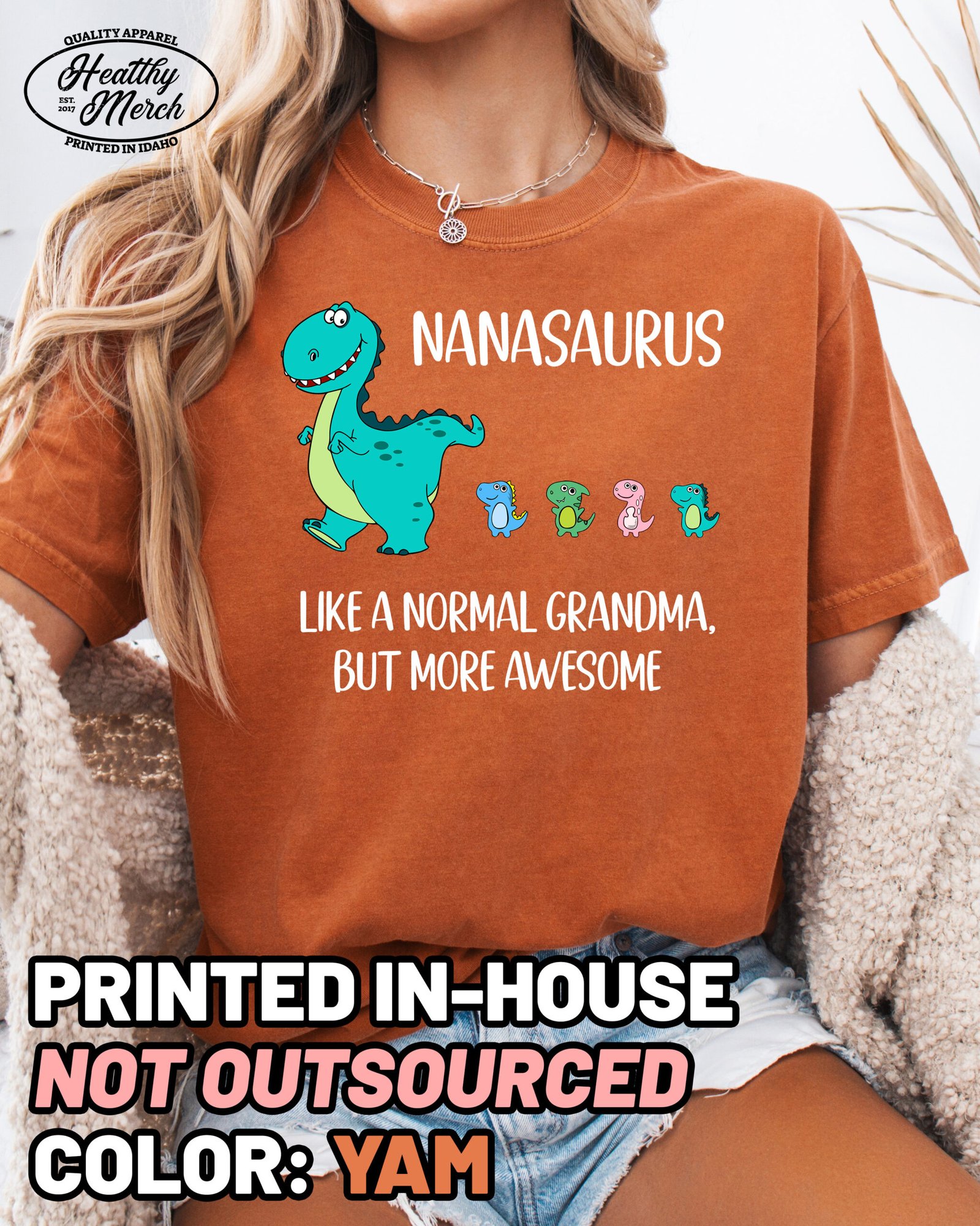 Custom Nanasaurus Followers Shirt Comfort Colors Nana Grandma Tee - Image 5