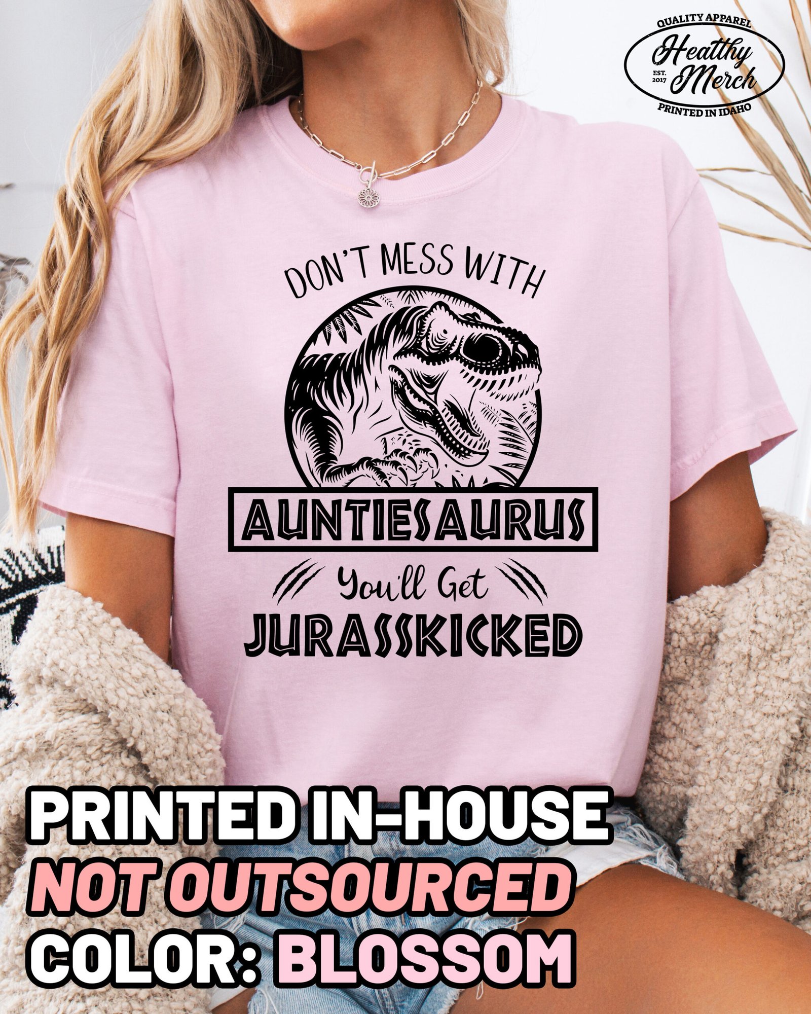 Jurassic Auntiesaurus Shirt Comfort Colors Aunt Tee - Image 7