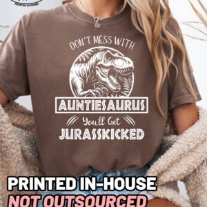 Jurassic Auntiesaurus Shirt Comfort Colors Aunt Tee - Image 3