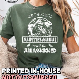 Jurassic Auntiesaurus Shirt Comfort Colors Aunt Tee - Image 2