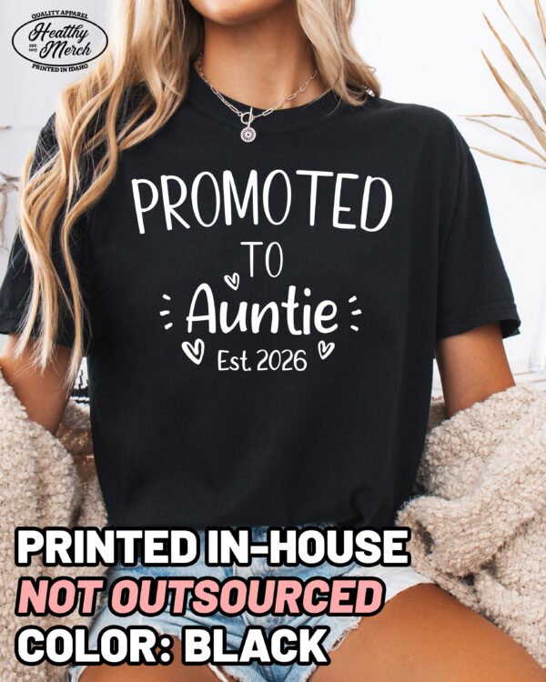 Custom Promoted to Auntie Shirt Comfort Colors New Aunt Tee
