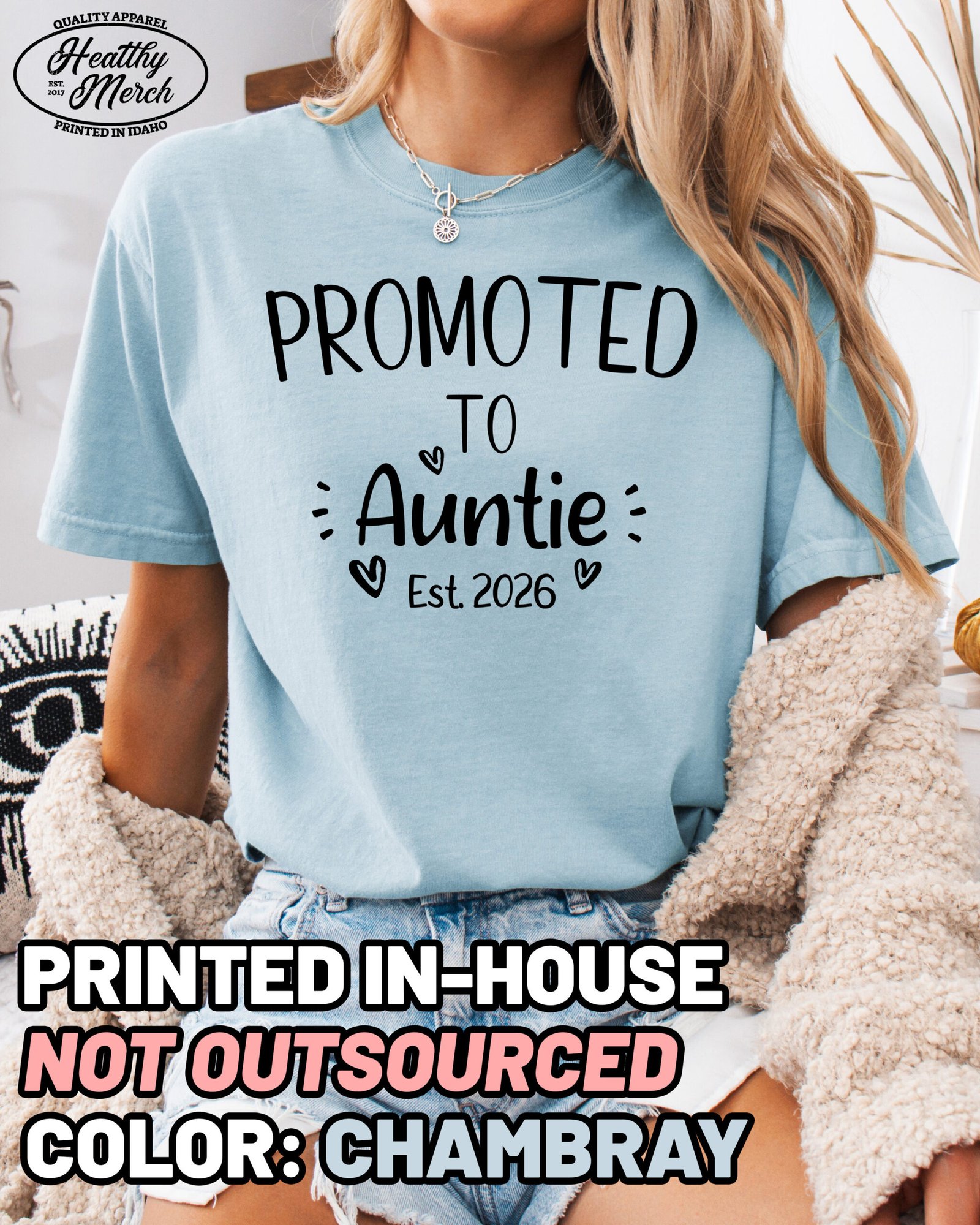 Custom Promoted to Auntie Shirt Comfort Colors New Aunt Tee - Image 5