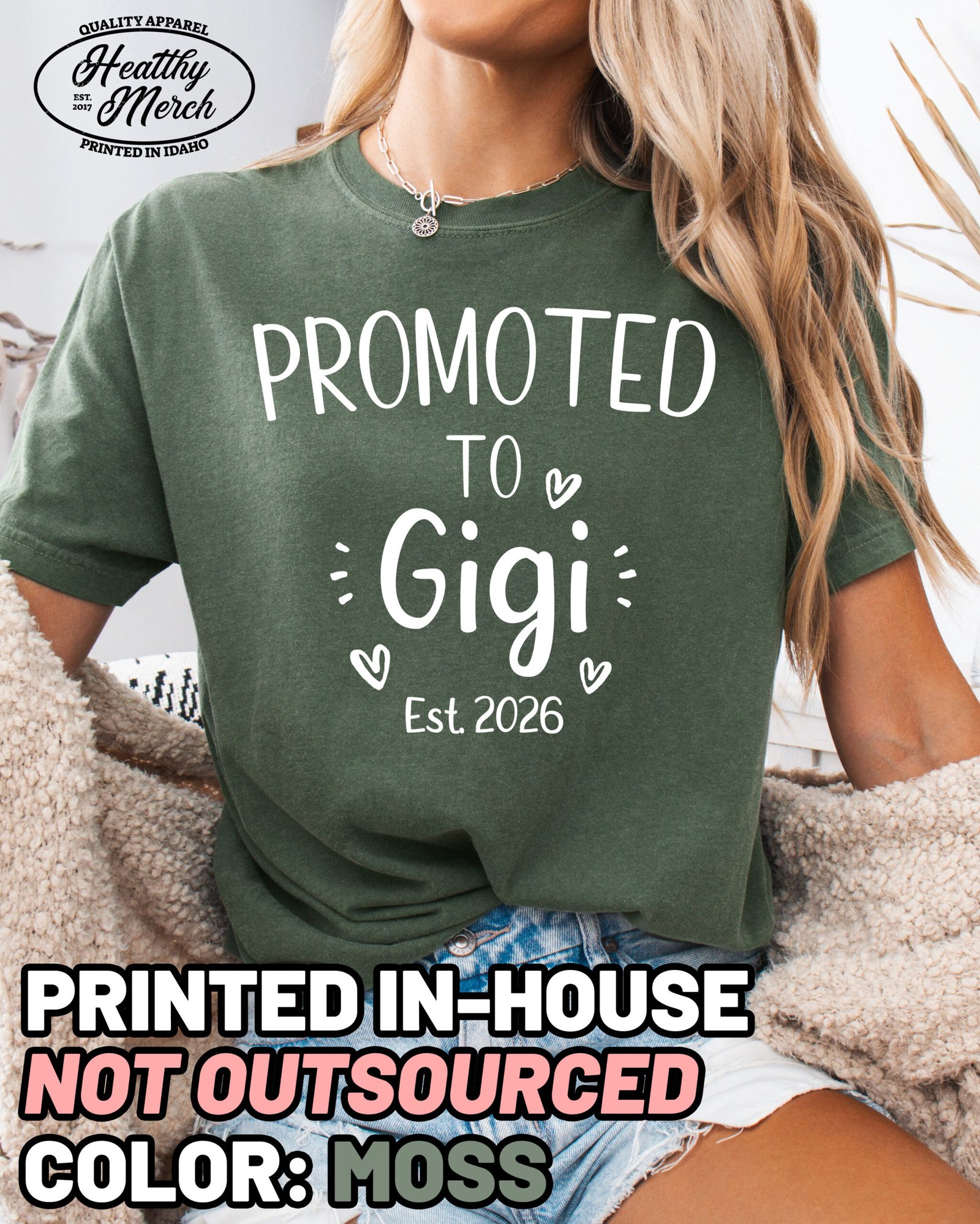 Custom Promoted to Gigi Shirt Comfort Colors Grandma Tee - Image 1