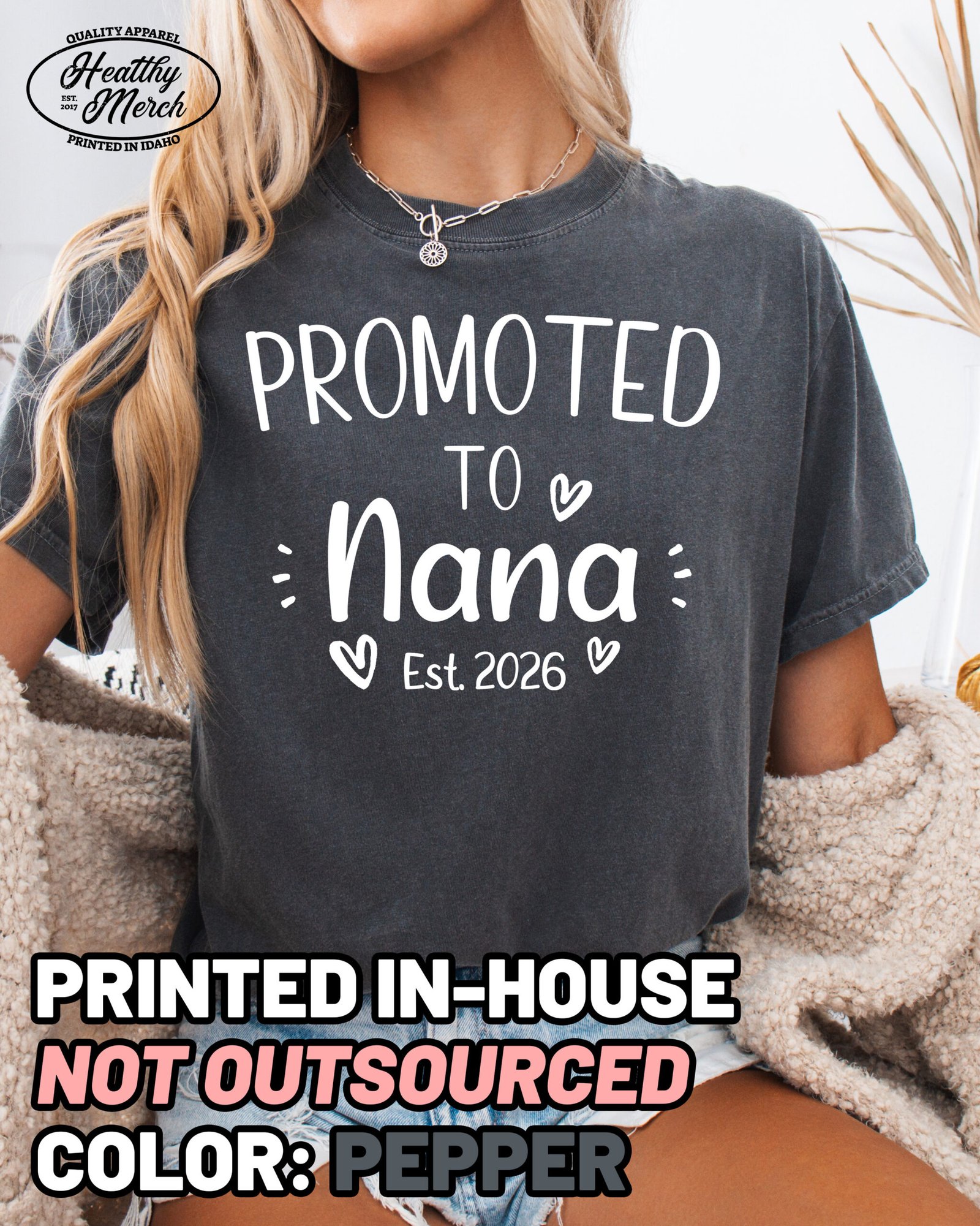 Custom Promoted to Nana Shirt Comfort Colors Grandma Tee - Image 1