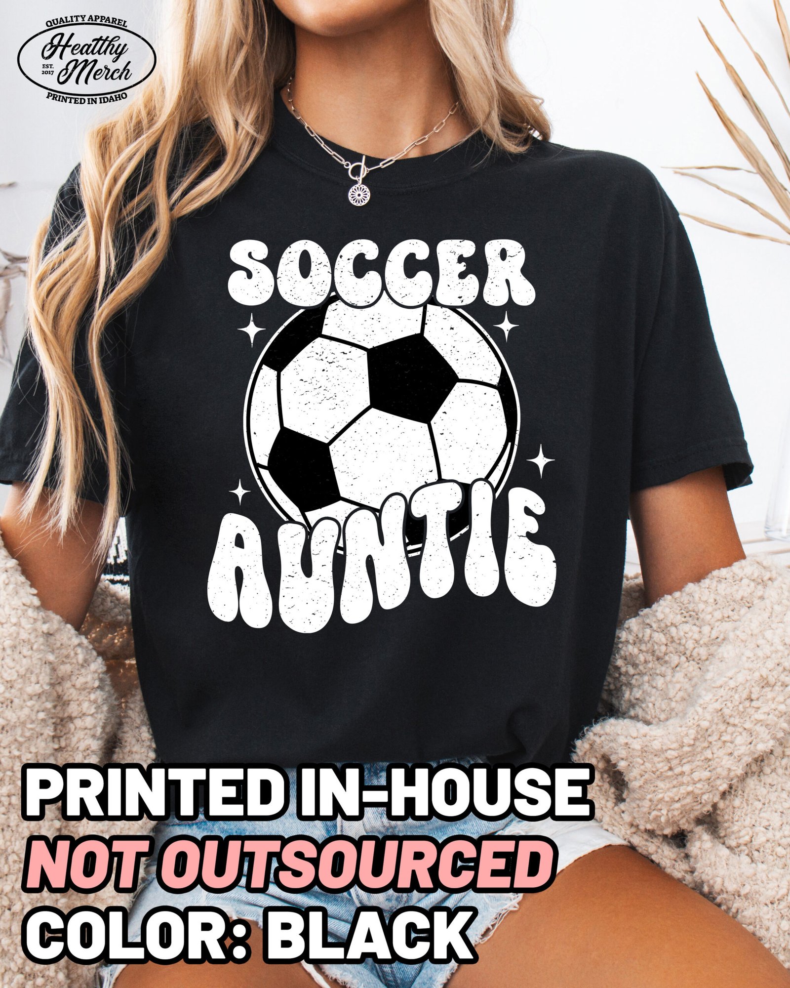 Soccer Auntie Shirt Comfort Colors Aunt Tee - Image 4