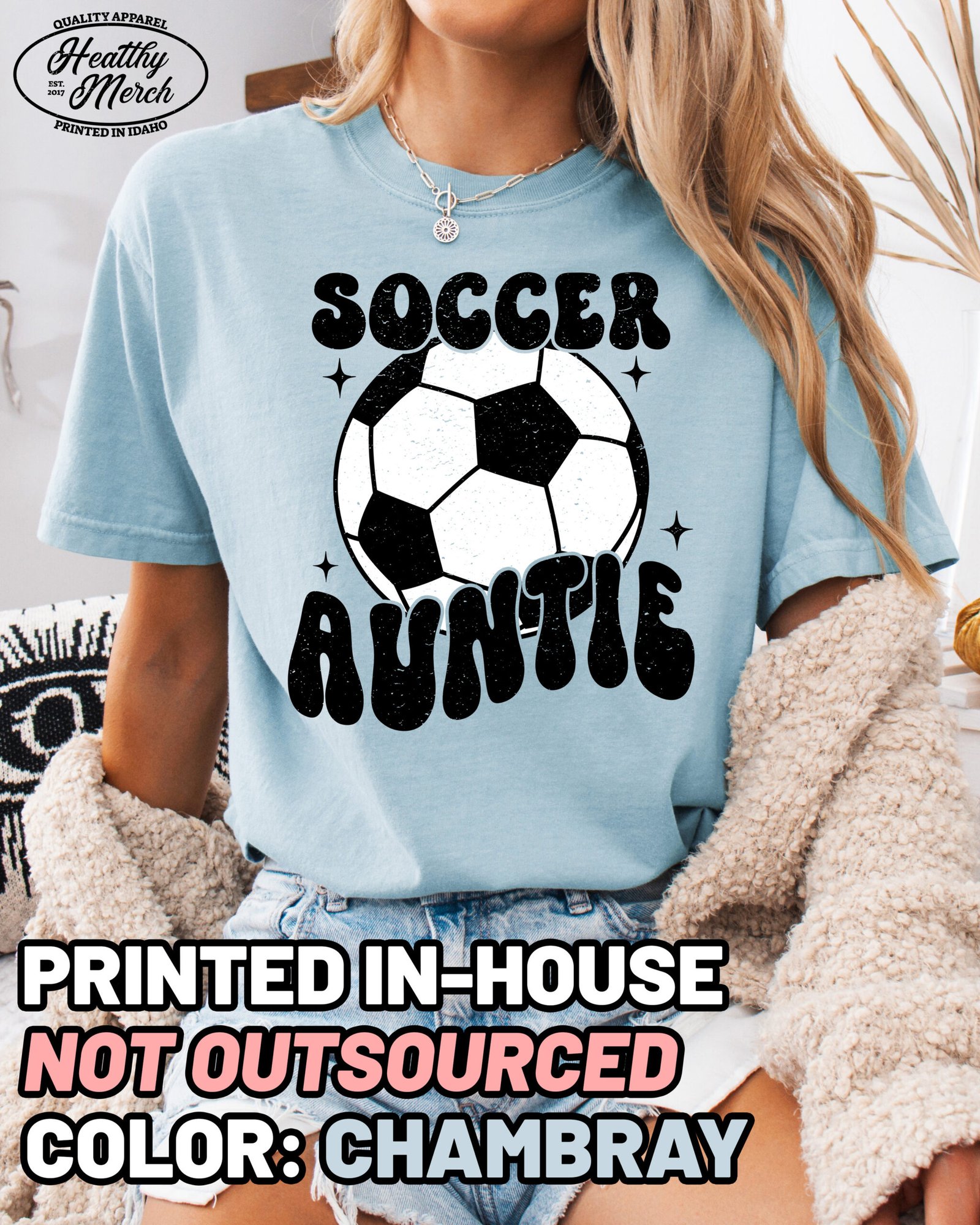 Soccer Auntie Shirt Comfort Colors Aunt Tee - Image 5