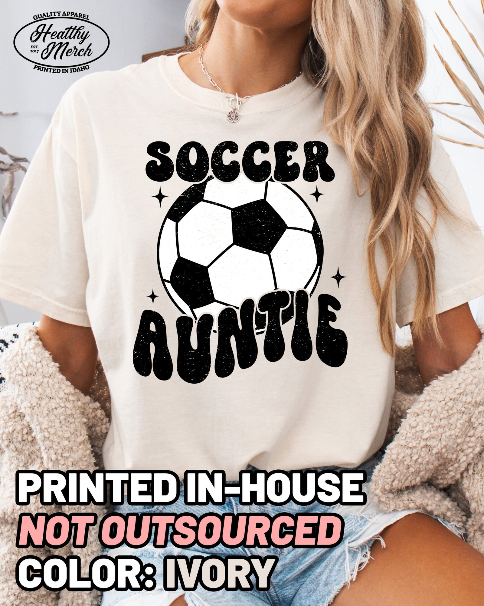 Soccer Auntie Shirt Comfort Colors Aunt Tee - Image 3