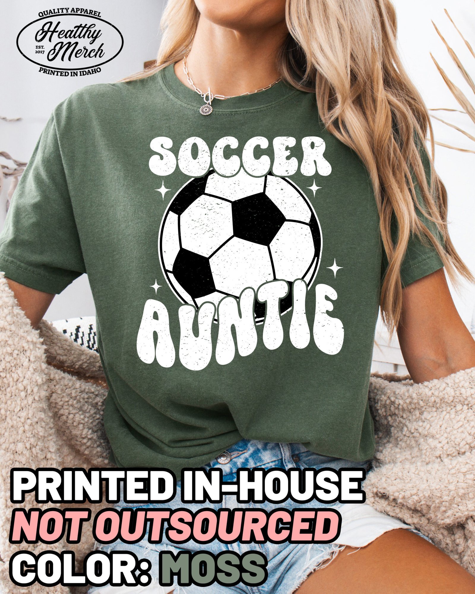 Soccer Auntie Shirt Comfort Colors Aunt Tee - Image 8