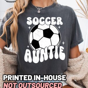 Soccer Auntie Shirt Comfort Colors Aunt Tee - Image 2