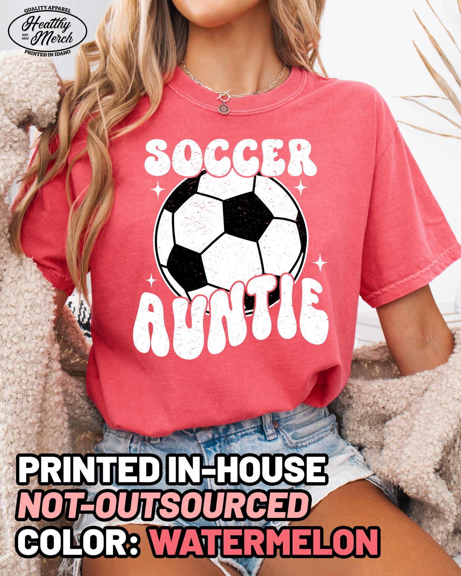 Soccer Auntie Shirt Comfort Colors Aunt Tee - Image 1
