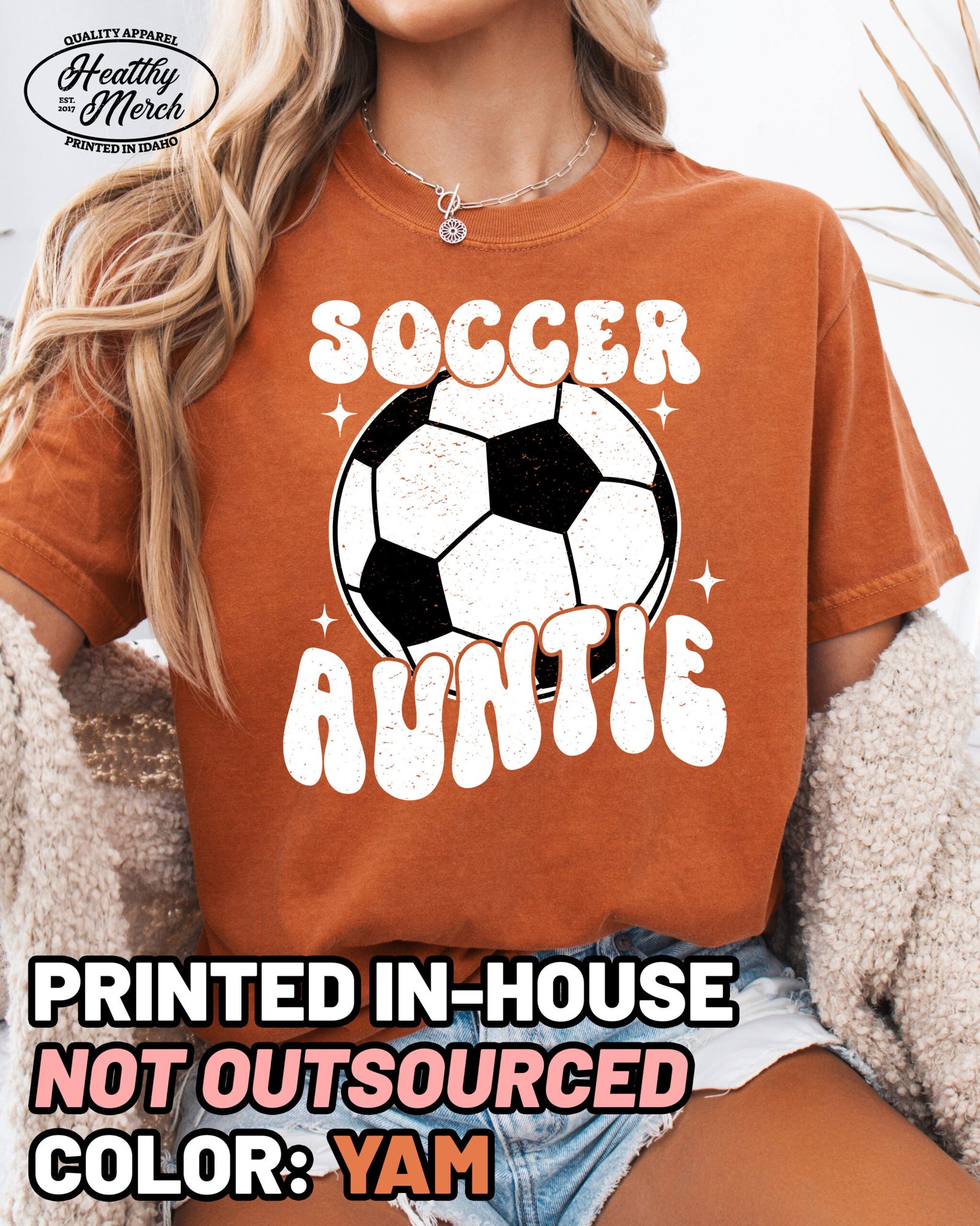 Soccer Auntie Shirt Comfort Colors Aunt Tee - Image 7