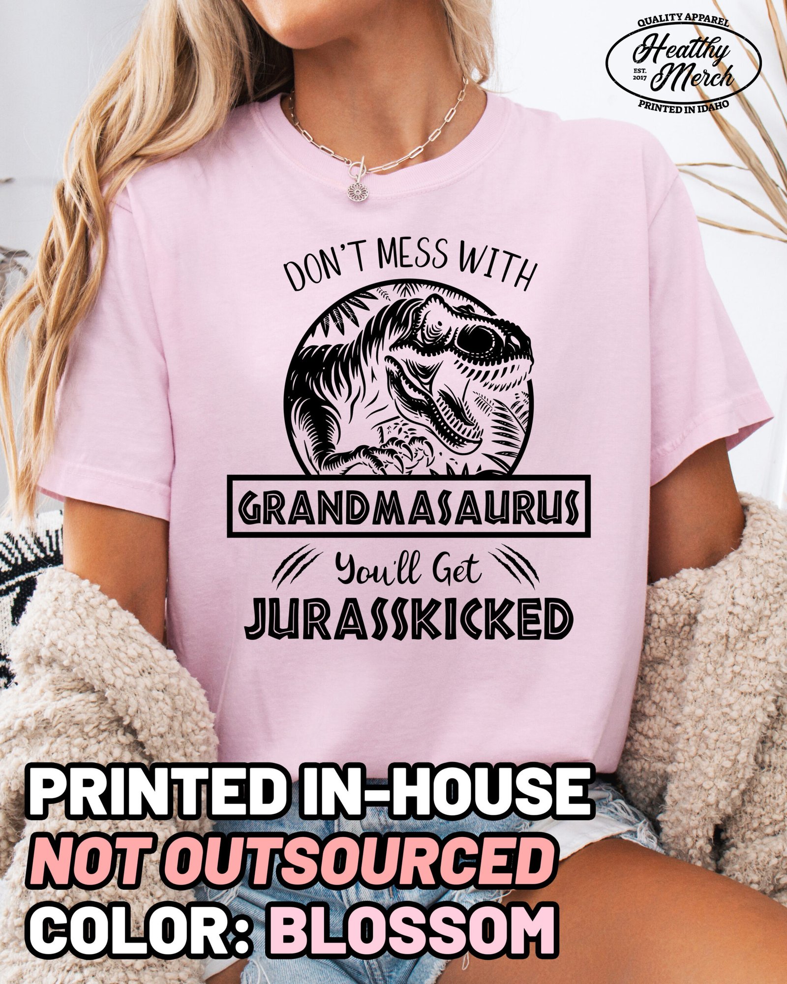 Jurassic Grandmasaurus Comfort Colors Grandma Shirt - Image 11