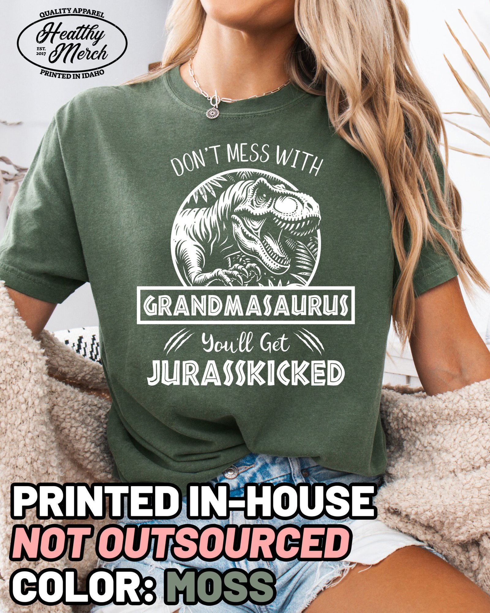 Jurassic Grandmasaurus Comfort Colors Grandma Shirt - Image 6