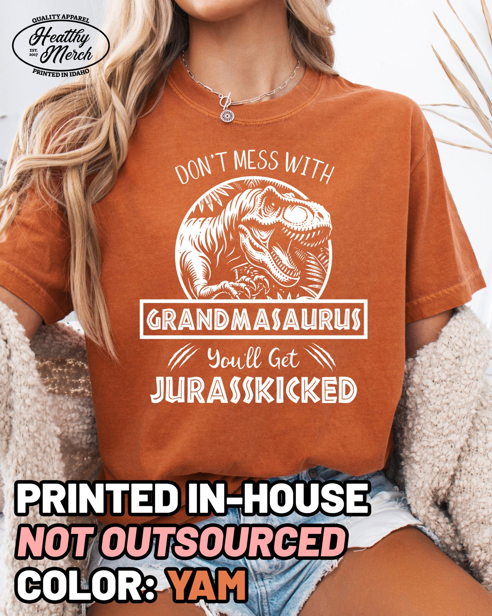 Jurassic Grandmasaurus Comfort Colors Grandma Shirt - Image 5