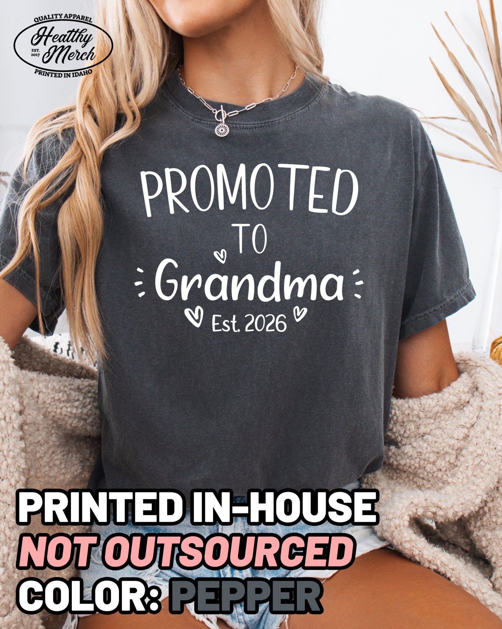 Custom Promoted to Grandma Shirt Comfort Colors Personalized Tee - Image 1