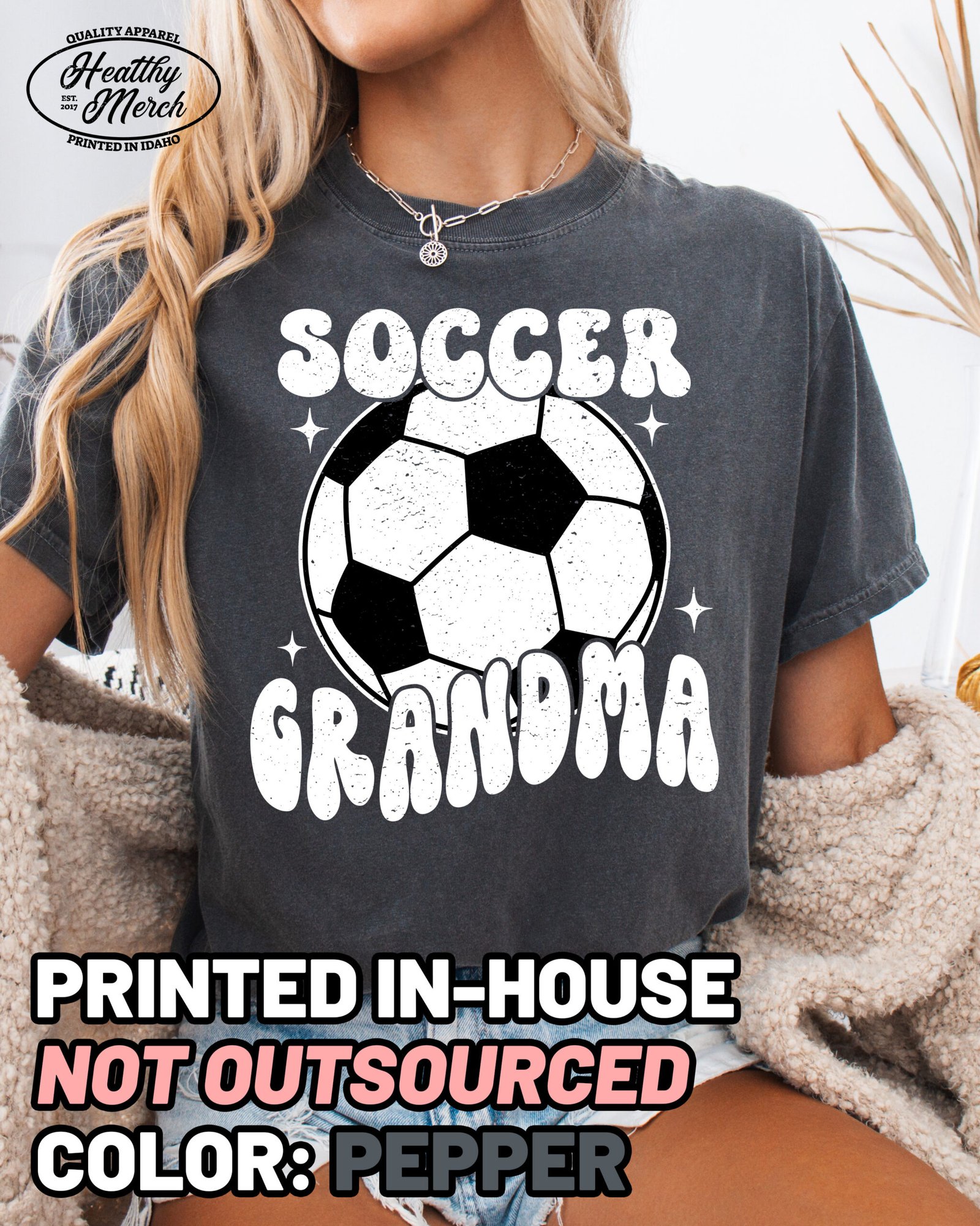 Retro Soccer Grandma Shirt Comfort Colors Tee - Image 1